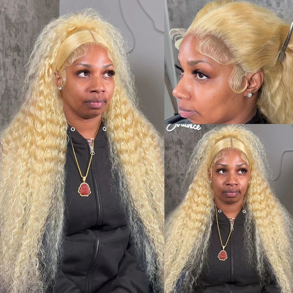613 Hd Lace Frontal Wig 13x6 Human Hair Wigs Honey Blonde Wigs Curly Lace Front Wigs Human Hair 13x4 HD Deep Water Wave Lace Wig