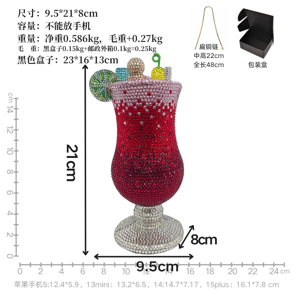 XIYUAN New Martini Bag Women Luxury Rhinestone Evening Bags Diamond Fashion Cup Handbag Wedding Bridal Clutch Classy Party Purse