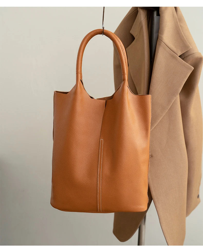 Bucket Bag Ladies Luxury Women Tote Bag Casual Genuine Cow Leather Shoulder Bags ladies Tote Handbags Big Shopper Bag for Female
