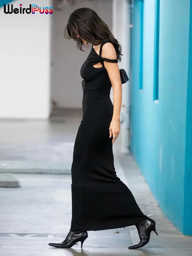 Weird Puss Bandage Dress Woman Summer Sexy Irregular Solid Sheath Chic Stretch Body-Shape Smooth Birthday Party Elegant Bodycon