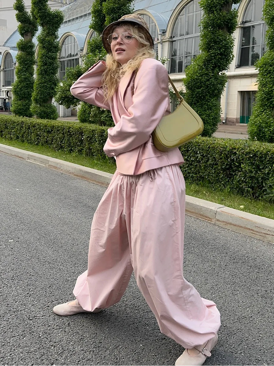 Bornladies Autumn Womens 100% Cotton Loose Lantern Style Wide Leg Pants Street Style Casual Lazy Pants Fashion Trousers