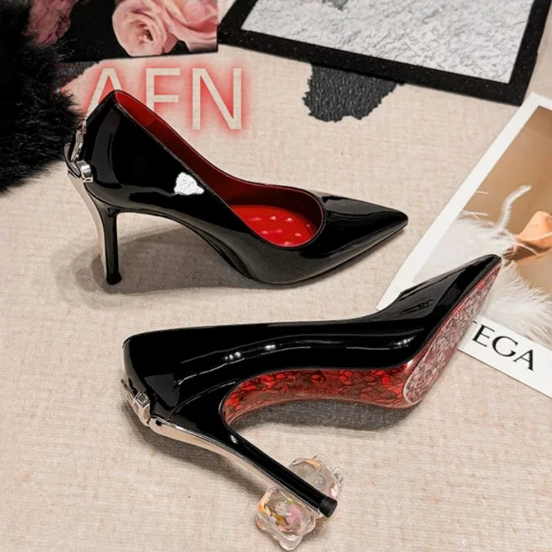 Patent Leather Pointed Toe Stiletto Pumps for Women
