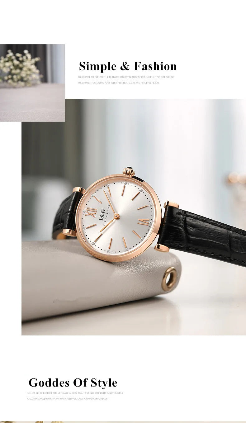 Montres Femmes CARNIVAL Brand Fashion Watches Ladies Luxury Girls Rose Gold Quartz Wrist Watch for Women Waterproof Reloj Mujer