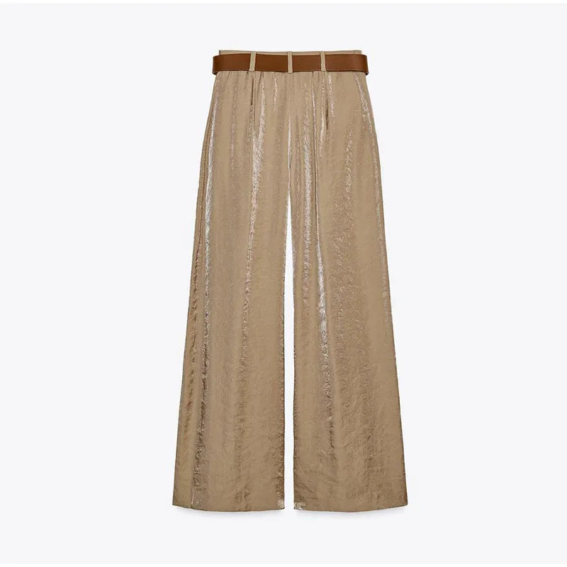 Fashion Women's Straight Pants Solid High Waist Pockets Wide Leg Long Trousers Female Lady Jumpsuit Pant High Street Wears 2025