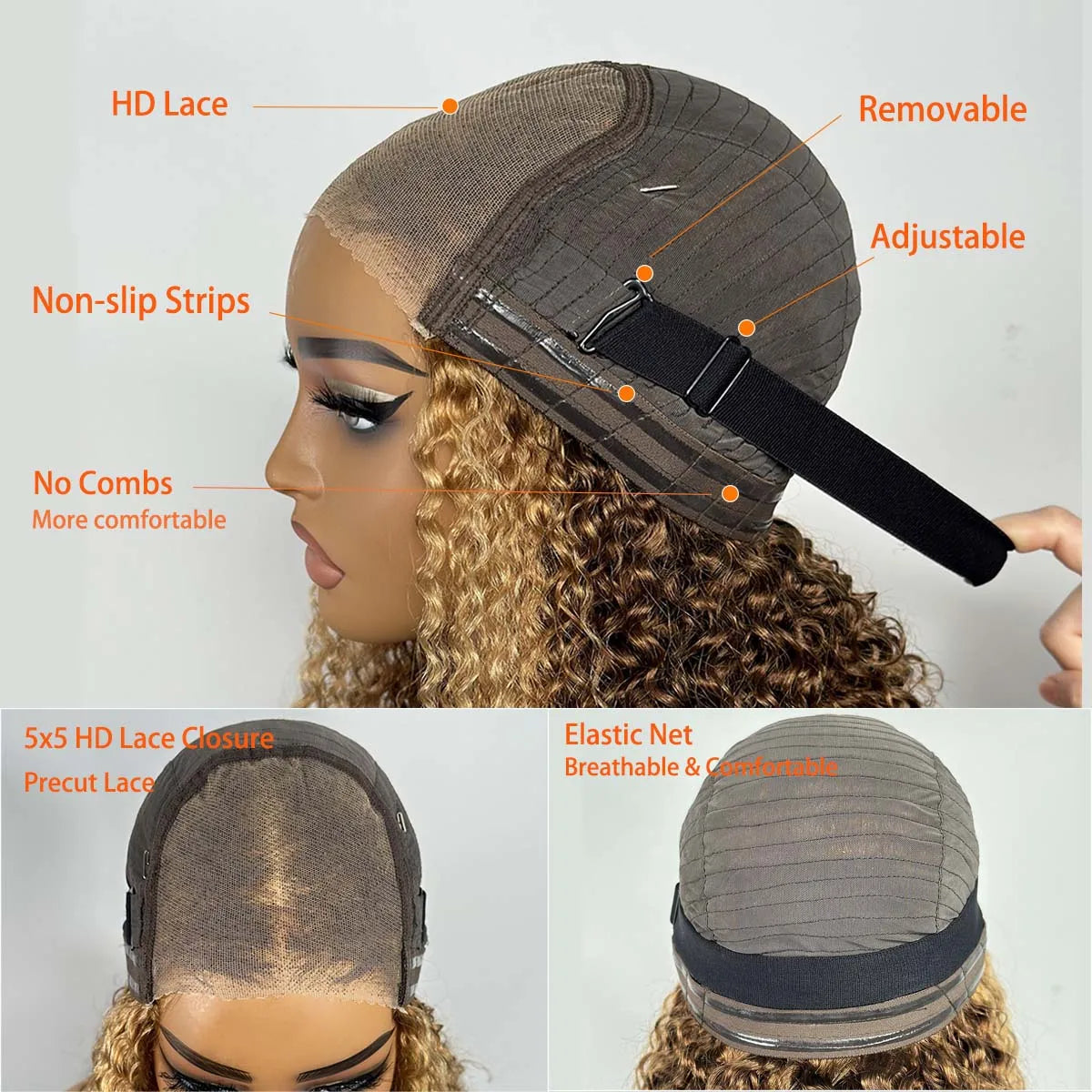 10 Inch 427 Bob Curly Wigs Human Hair with Draw String Glueless Wear And Go Pre Plucked Pre Cut Deep Wave Lace Front 220 Density