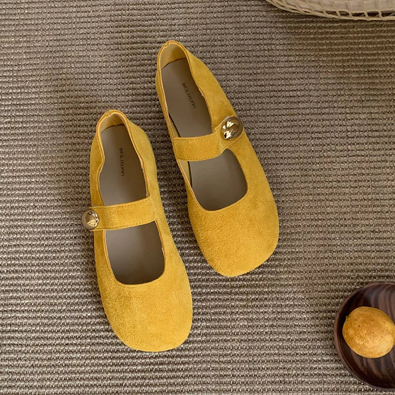 2025 New Fashion Metal Ladies Mary Janes Flats Shoes Casual Female Soft Footwear Shallow Women Flats Lolita Shoes