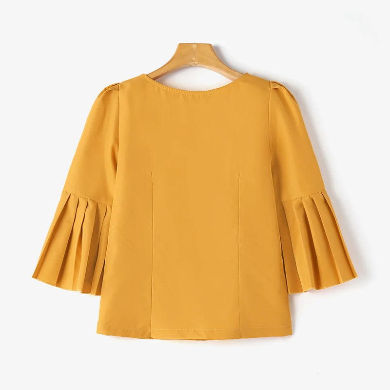ZANZEA Women Elegant Party Blouse Summer Puff 3/4 Sleeve Tops Shirt 2024 Fashion Solid Boat Neck Tunic Korean Office Lady Blusas