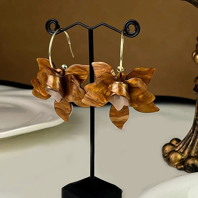 French Retro Luxury Acrylic Flower Earrings