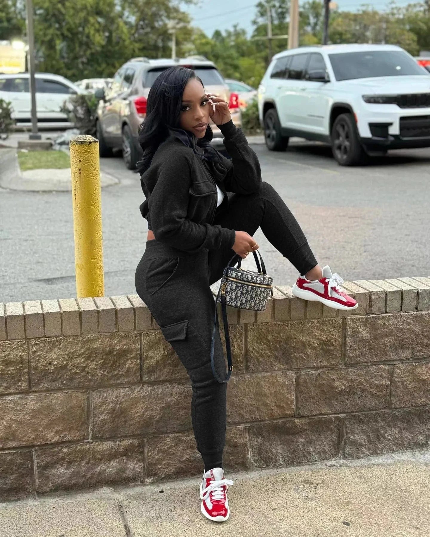 Winter Autumn Cargo Pants Outfit Set Sexy Women Two Pieces Elegant Club Matching Set Lady Casual Tracksuit