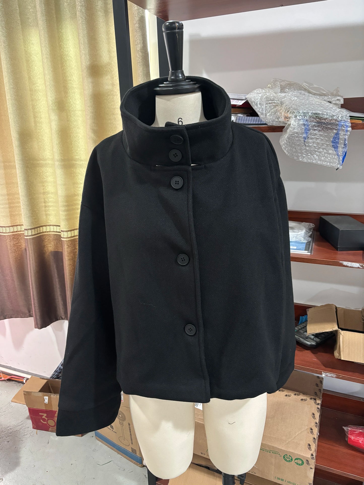 Casual Woolen Stand Collar Autumn Winter Coat for Women