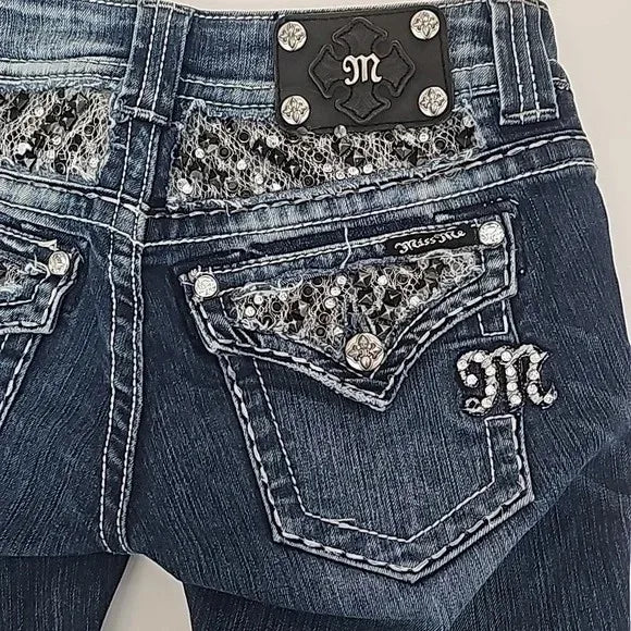 Gothic Womens Jeans Y2K Clothes Harajuku Hip Hop Pocket Embroidery Vintage Blue Baggy Jeans High Waist Slim Flared Trousers