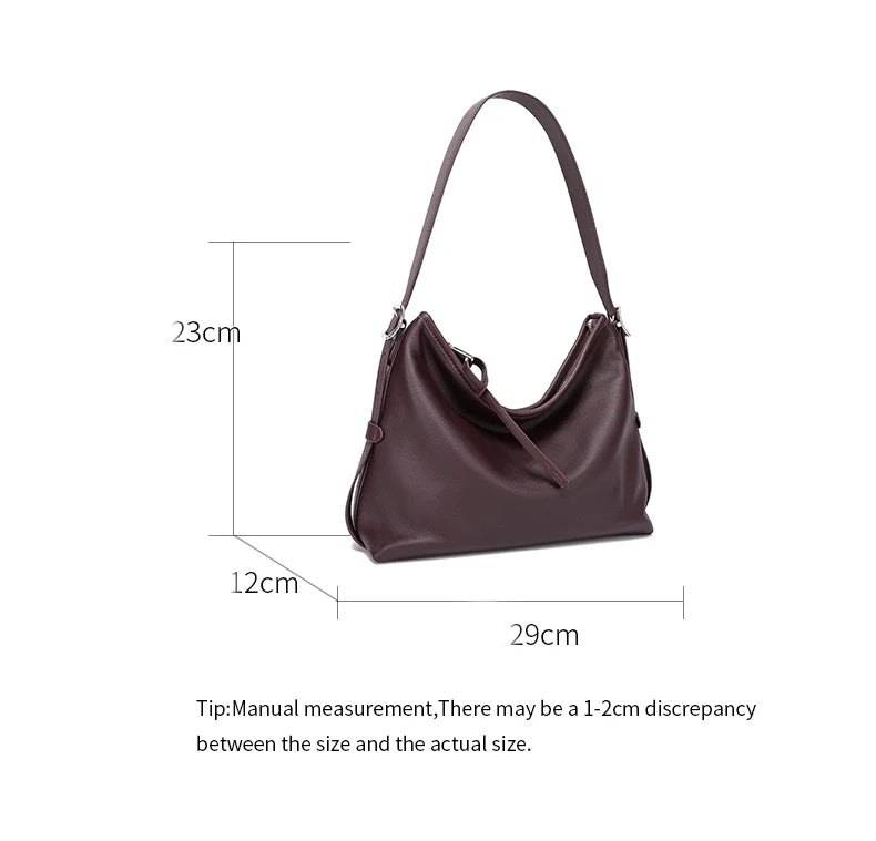Cowhide Genuine Leather Handbags Women Casual Shoulder Bag Female Fashion Shopping Retro Large Luxury Designer Ladies Bags New