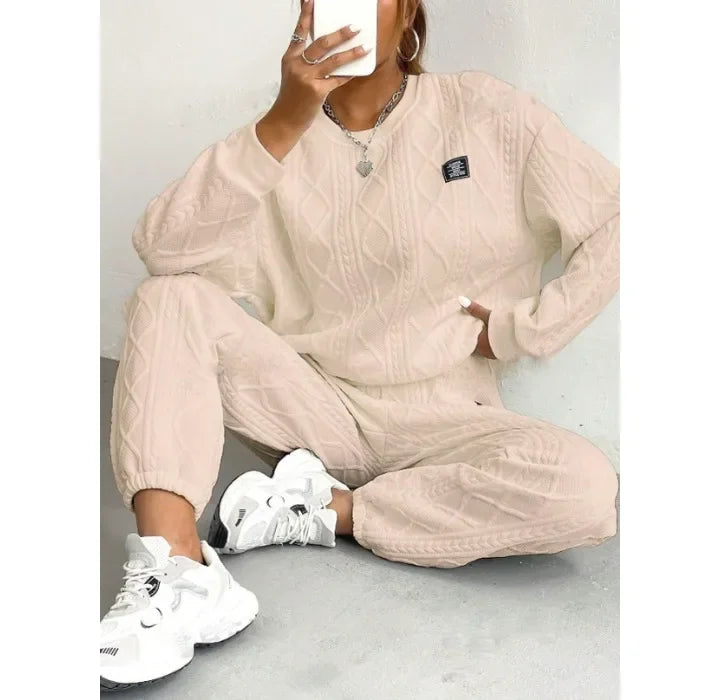 Casual Two Piece Sets Womens Outifits Streetwear Autumn and Winter 2024 New Long Sleeved Round Neck Hoodie and Y2k Pants Suit