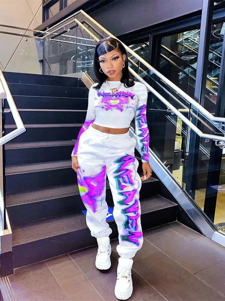 High Quality 2 Piece Outfit for Women Set Casual Sweat Suit Crop Sweatpant Joggers Tracksuit Fall Clothes Wholesale Dropshpping