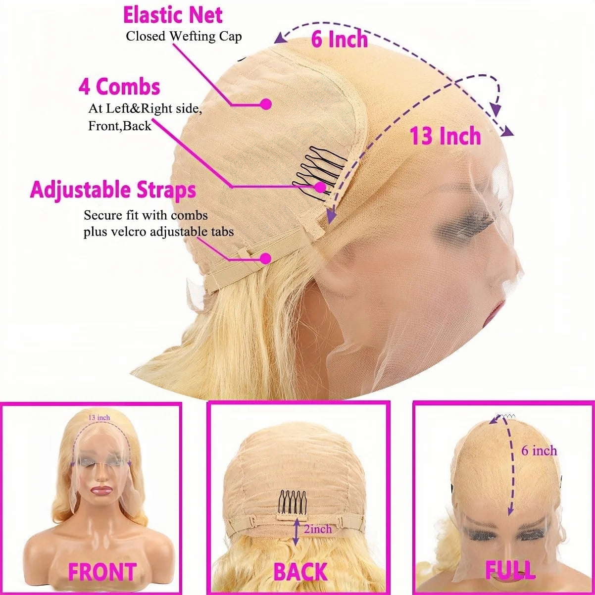 13x6 Lace Front Wig Human Hair Blonde Wigs for Women 613 HD Transparent Lace Frontal Wigs Human Hair Pre Plucked with Baby Hair