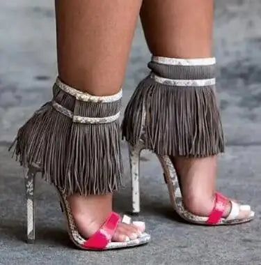 Elegant High Heel Fringe Gladiator Sandals for Women