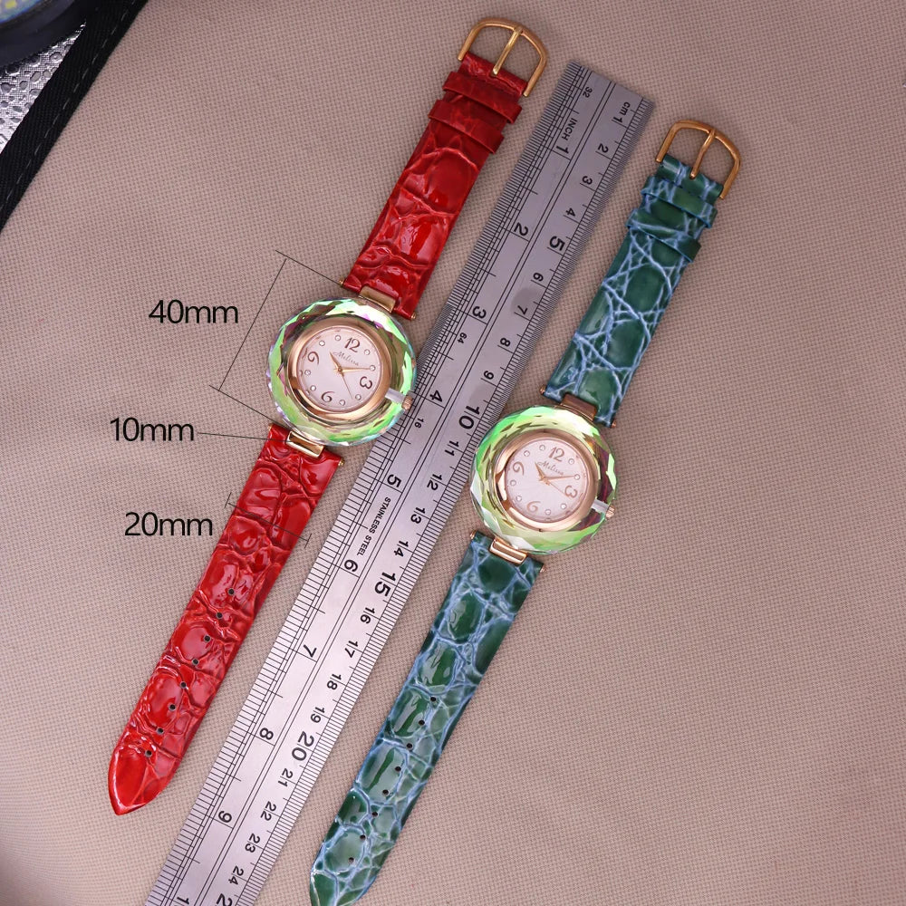 Top Luxury Crystal Melissa Lady Women's Watch Elegant Rhinestone Fashion Hours Dress Bracelet Clock Girl Birthday Gift Box