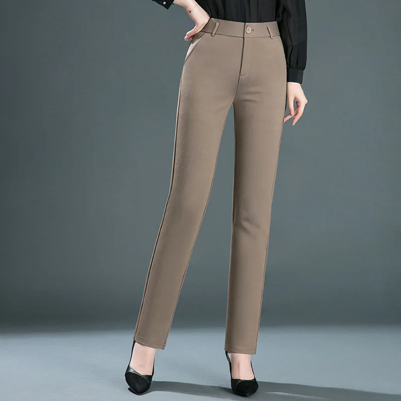 High Waist Straight Leg Relaxed Fit Pants For Women