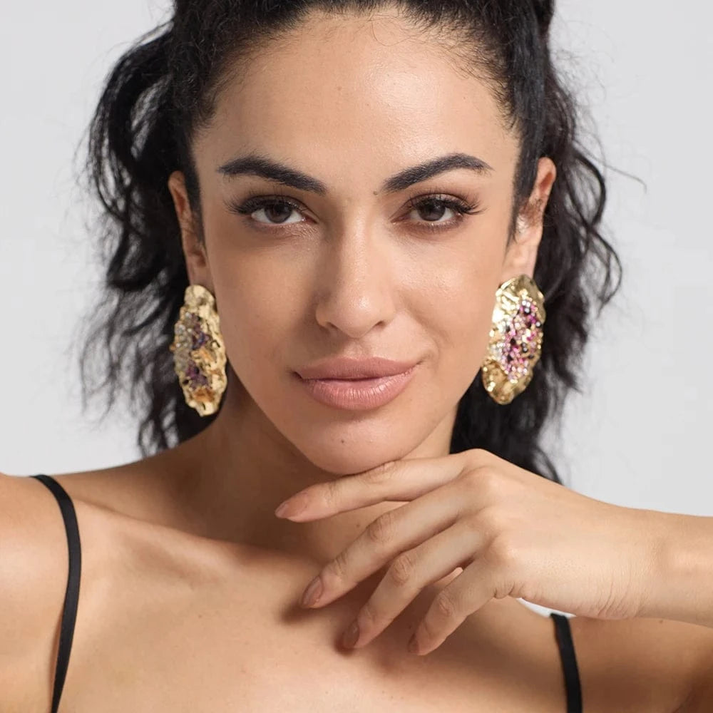 Statement Metal Earrings Trendy Drop Earrings Elegant Popular Earrings Female Accessories Wholesale