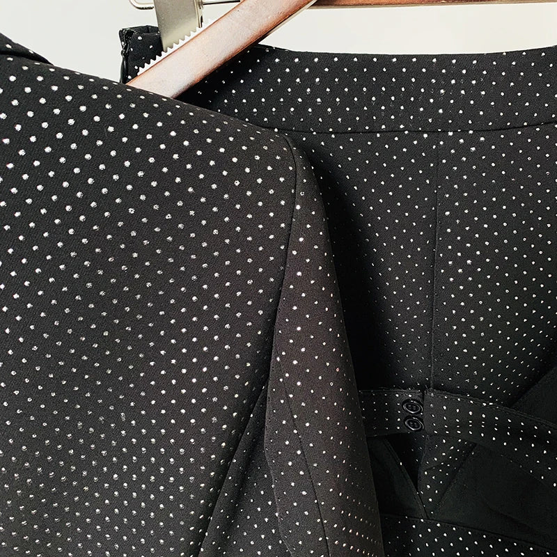 HIGH QUALITY New Fashion 2024 Designer Blazer Suit Set Women's Single Button Diamonds Beaded Camis Blazer Pants Suit 3pcs Set