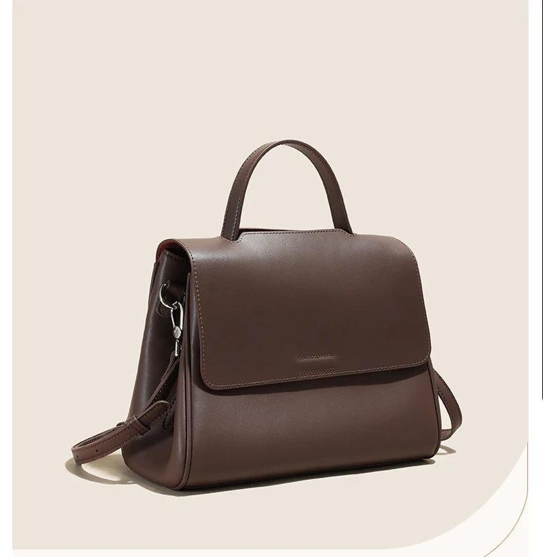 Women's Cowhide Genuine Leather Shoulder Bag Female Fashion Luxury Designer Handbags Ladies Commuting Large Capacity Bucket Bags