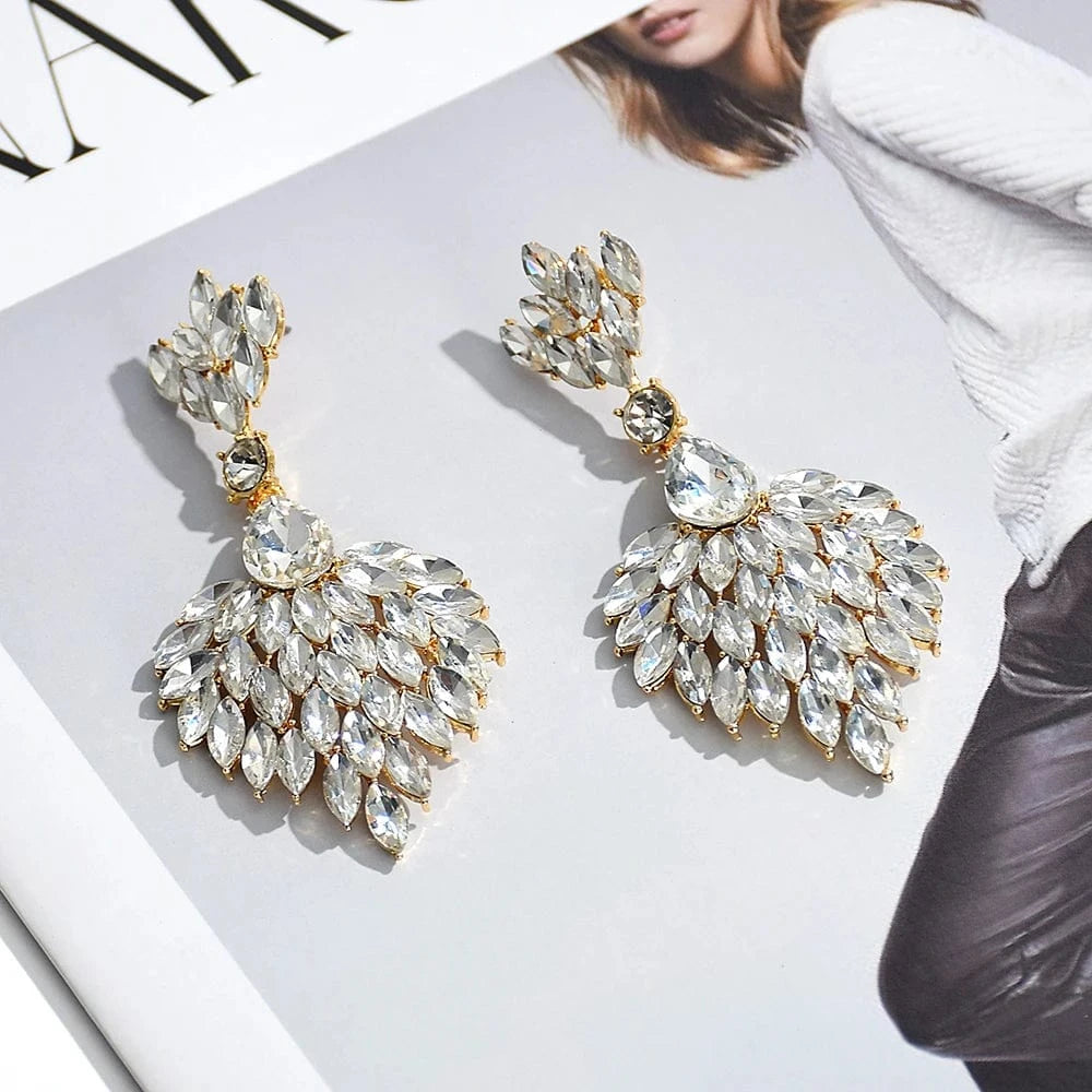 Hot-Sell High Quality Colorful Rhinestone Drop Earrings For Women Girls Party Wedding Crystal Accessories Jewelry Wholesale