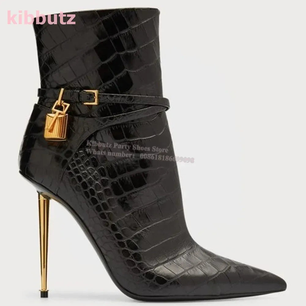 Padlock Key Detailing Ankle Boots