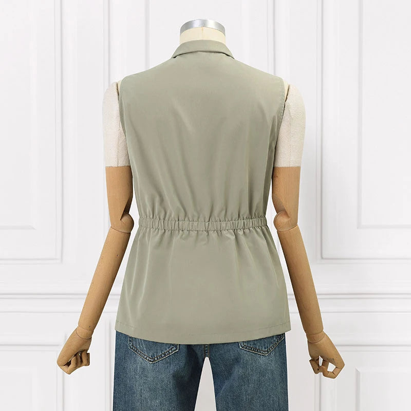 ZANZEA Women Sleeveless Waistcoat Korean Fashion Stand Collar Vest Casual Pockets Solid Tank Outwear 2024 Summer Waist Overalls