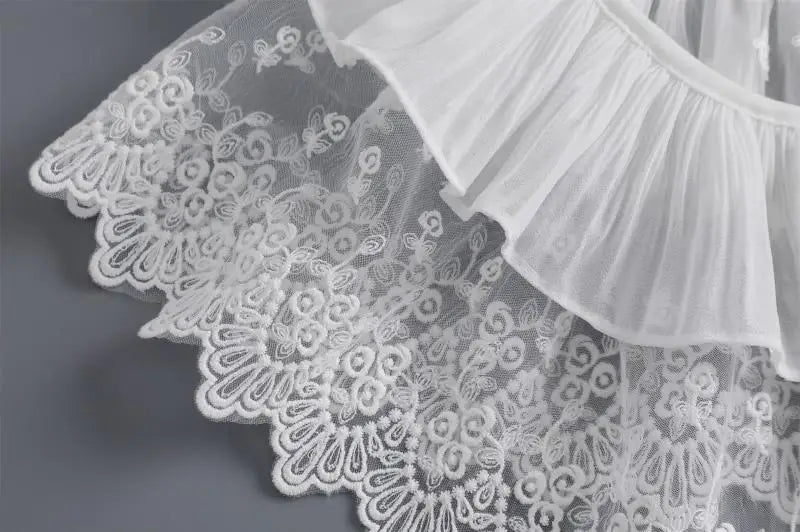 Removable Lace Doll Fake Collar Women Tie Ladies White Shawl Wrap Detachable Embroidered Lapel False Collar Clothes Accessory