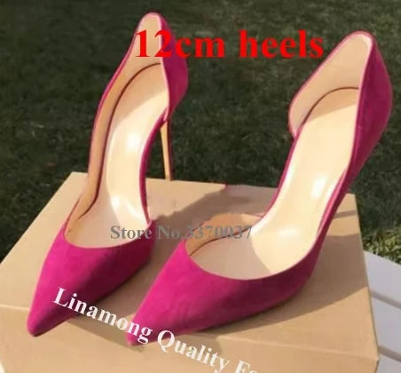 Elegant Dark Green Suede Pointed Toe Stiletto Pumps for Women