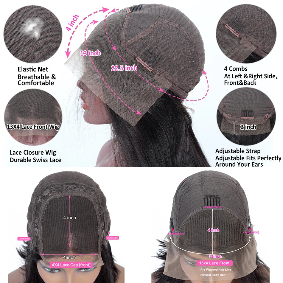 Straight Short Bob Wig 13x4 Lace Front Human Hair Wigs for Women Transparent Lace Frontal Wig Bleached 4x4 Pre Plucked Bob Wig
