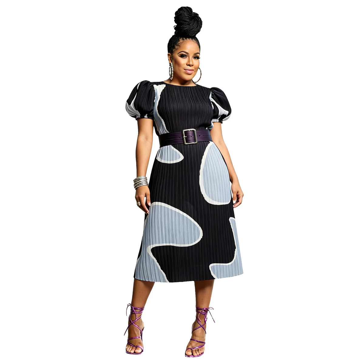 Short Sleeve Slim Fit African Kanga Dress for Women