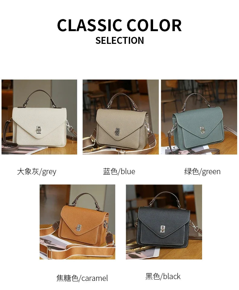 Women Natural Cow Genuine Leather Shoulder Bag Female Large Capacity Casual Crossbody Bag Lady Cowhide Fashion Commuting Handbag