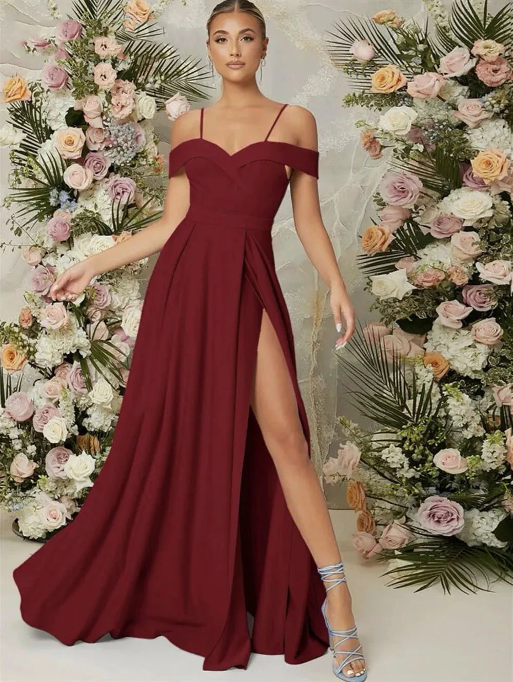 Off Shoulder Burnt Orange Evening Dresses Spaghetti-Straps Elegant A-Line Satin Floor Length плаття на випускний Customized