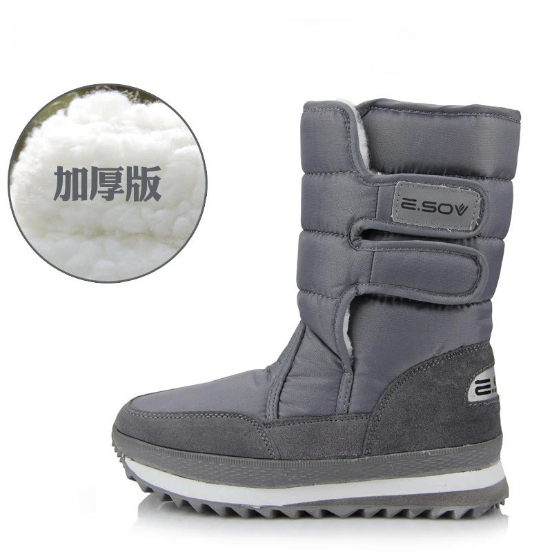 Thick Waterproof Plush Mid Calf Snow Boots for Women