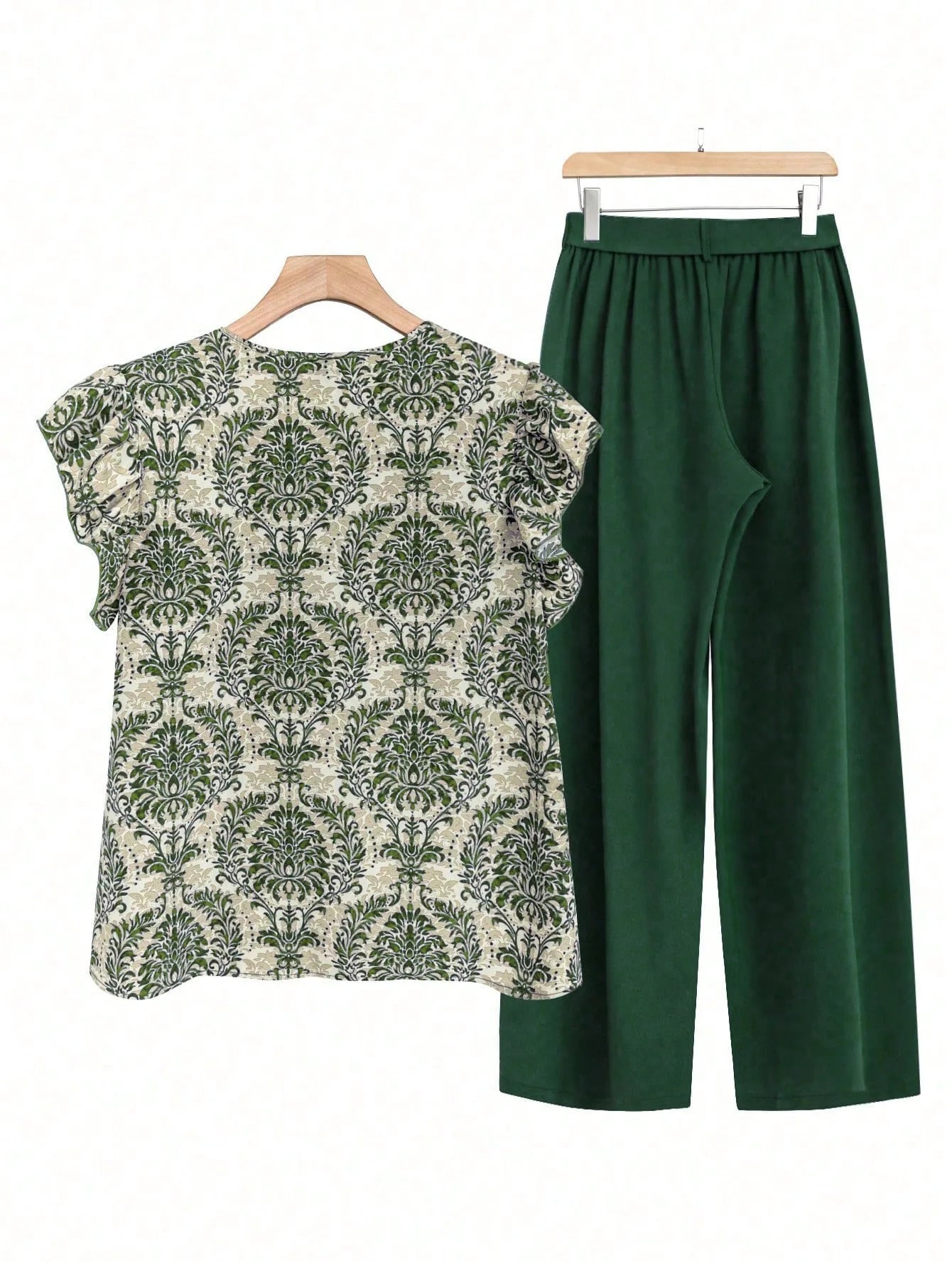 Casual 2 Piece Sets Women Outfit 2025 Summer Fashion Sleeveless Floral Print V-neck Shirts Tops And Pant Sets Elegant Suit