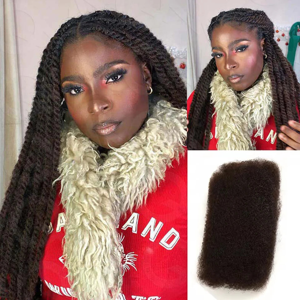 Black Pearl Top Peruvian Kinky Curly Mini Twist Hair 50G/pc QVR Afro Kinky Bulk Human Hair for Braiding 100% Remy Hair Bundles