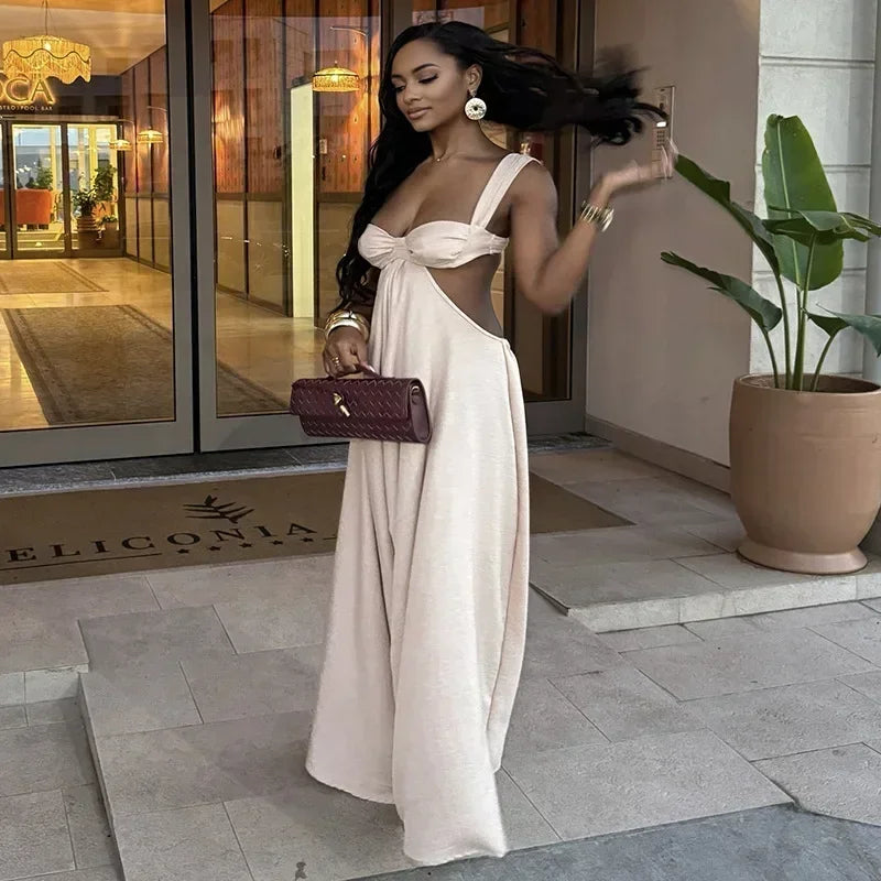 Fashionable Sexy Strapless Hollow Out Slim Fit Long Dress For Women Spring 2025 New Arrival European And American Crossbody