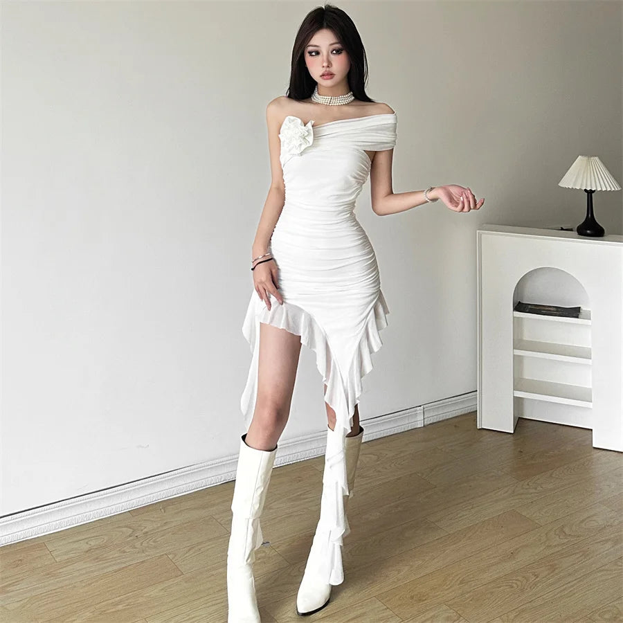 Sylcue Spring Bachelor Party Sweet Gentle Intellectual Tight Character Hot Mature Beautiful Girl Chest Tassel Dress
