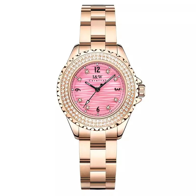 CARNIVAL Woman Fashion Quartz Wristwatches Ladies Brand Luxury Rose Gold Silver Watches Waterproof for Women Relojes De Mujer