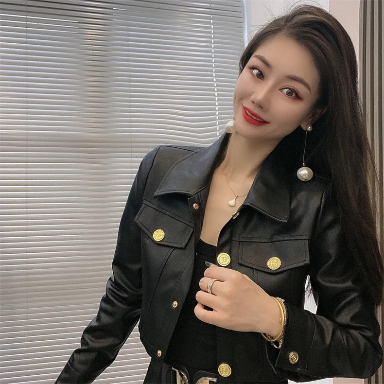 2025 Autumn New Short Style Coat Women's Leather Jacke Clothing
