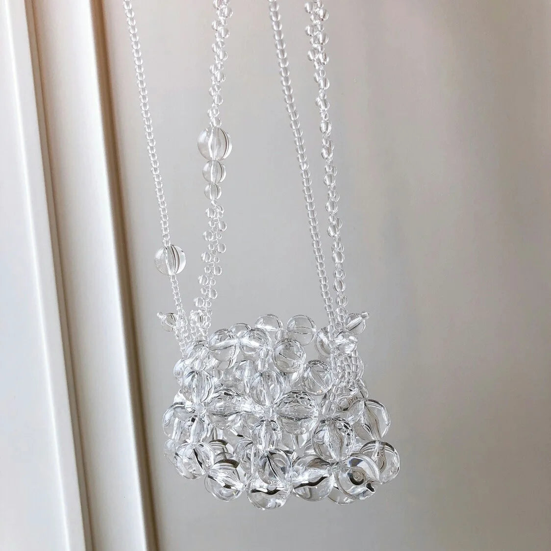 XIYUAN Lady Party Pearls White Crossbody Bag For Women 2023 New Summer Woven Beaded Shoulder Bag Female Top Quality Clutch Purse