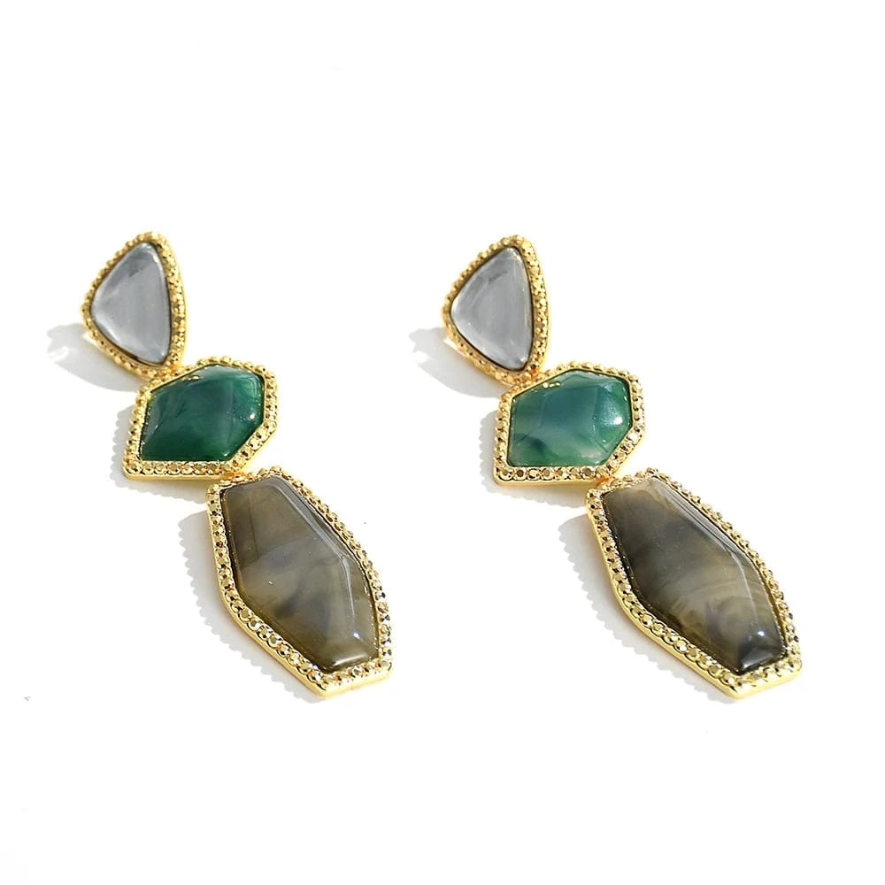 Vintage Bohemian Beads Drop Earrings For Women Turquoise Resin Hanging Earrings for Girls Party Ear Jewelry Gifts