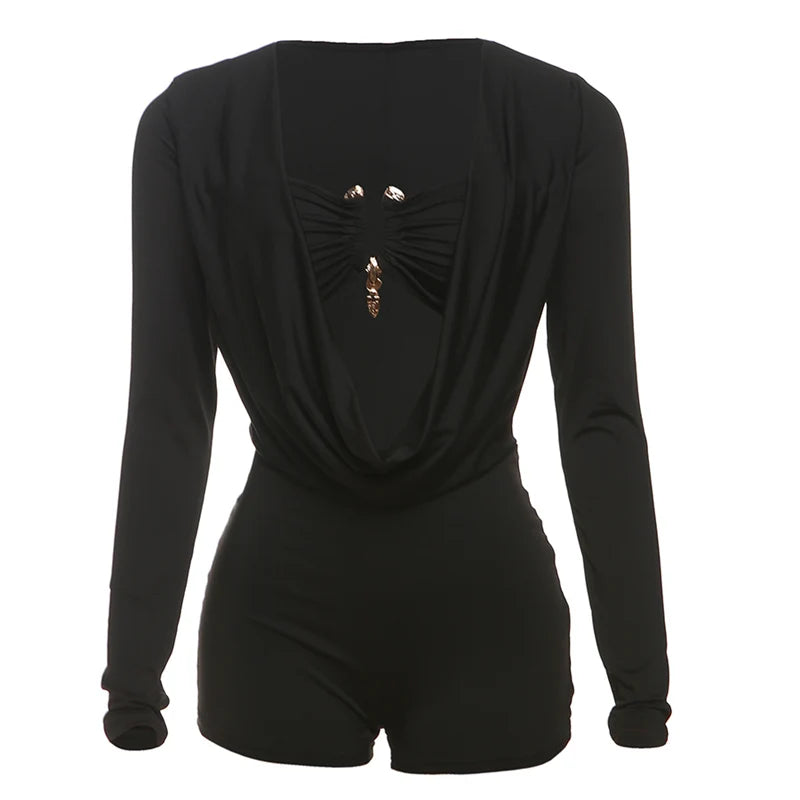 Weird Puss Sexy Women Swing Collar Romper+Metal buckle Bra Hipster Midnight Party Coquette New Spring Trend Workout Playsuits