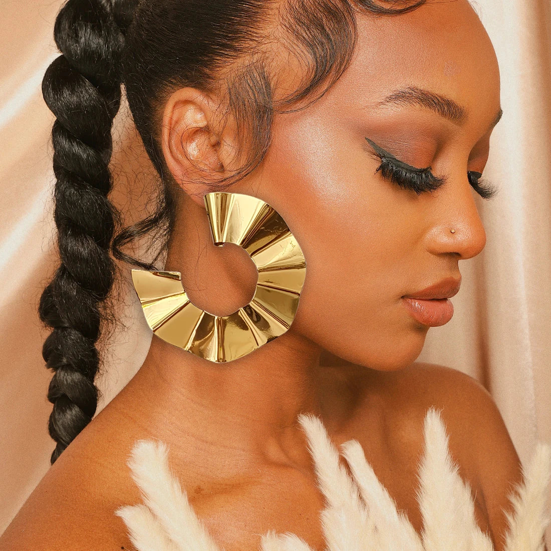 Fashion Jewelry Big Gold Color Round Geometric Earrings Dangle Drop Earrings For Women African Wedding Party Gifts