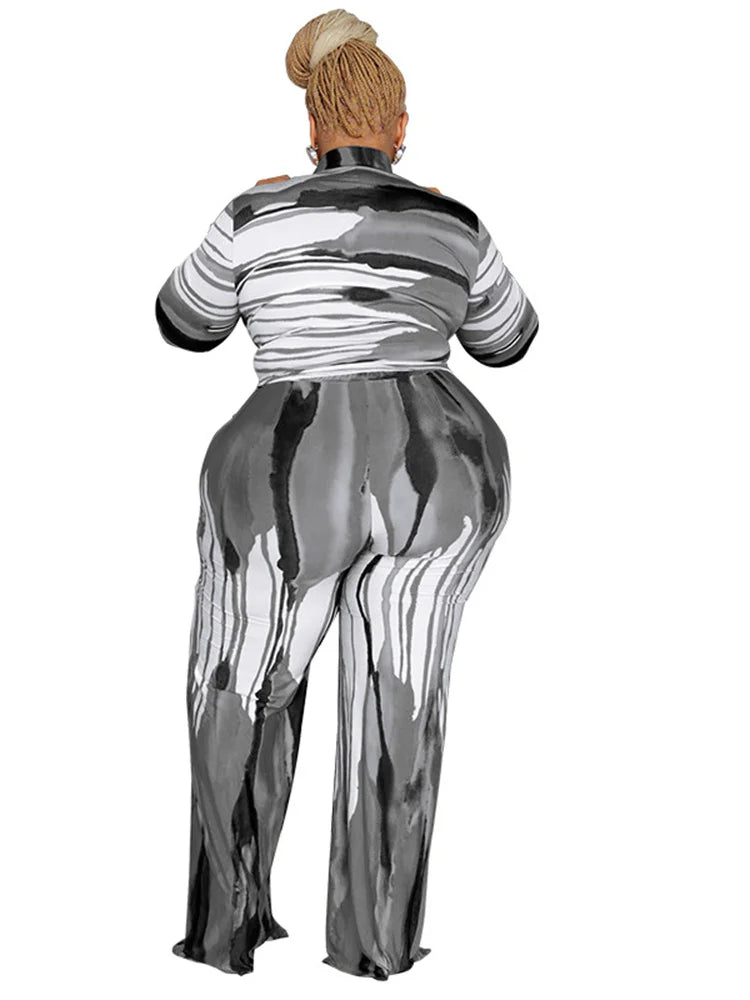 Wmstar Plus Size Two Piece Outfits Women Fall Clothing Tie Dye Top and Pants Leggings Matching Set Wholesale Dropshipping 2022