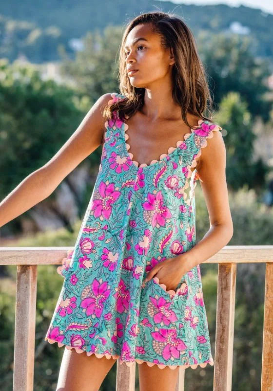 Colorful Floral Print Vest Dress Women Sexy Backless V-neck Sleeveless Beach Vacation Mini Dresses Female Spring Summer Vestidos
