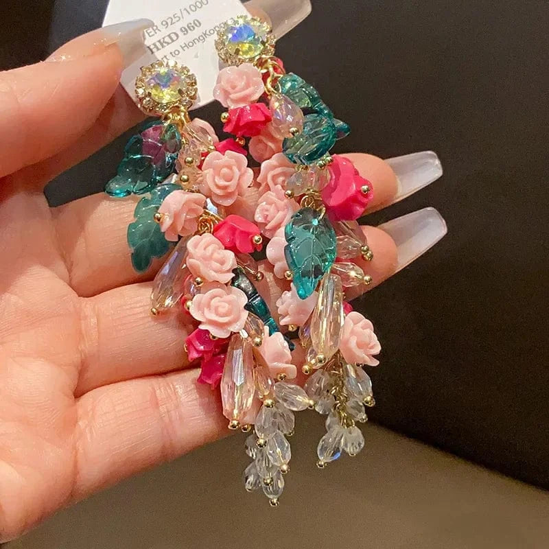 Tassel Crystal Earrings Luxury Design Temperament Jewelry Wholesale
