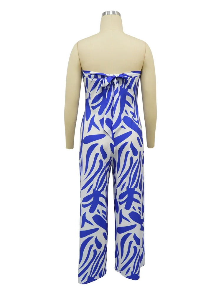 Wmstar Jumpsuit Women Summer Off Shoulder Open Back Print Color Sexy Loose Bandage Rompers Summer Wholesale Dropshipping 2024