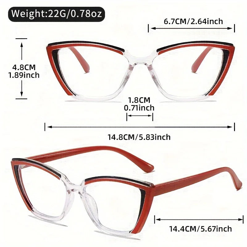 Vintage Cat-Eye Full Rim Reading Glasses Non-Prescription, PC Frame & Lens, Elegant Design, Range 1.0 to 4.0